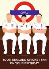 Fun Birthday Card - Oval - Flintoff, Anderson & Broad - Cricket created by Paul Jones