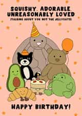 Jellycat Birthday Card - Squishy JellyCat - Adorable created by Pink Peach Cards