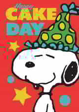 Cute Kids Birthday Card – Party Hat Snoopy with Bold Colours created by Danilo