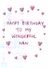 Classic Birthday Card - Wonderful Nan - Hearts created by HCD Illustration