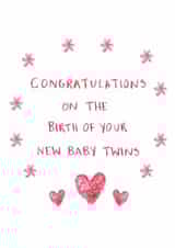Classic New Baby Card - Twins created by HCD Illustration
