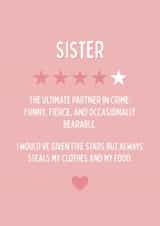 Funny Birthday Card - For Sister - Star Rating created by Blush Boulevard