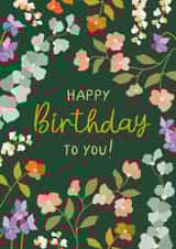 Classic Birthday Card - Dark Green Florals created by The Pattern Press