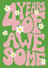 Cute 4th birthday card - awesome daisy flower card for a four year old girl created by Rebecca McConnachie