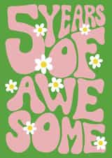 Cute 5th birthday card - awesome daisy flower card for a five year old girl created by Rebecca McConnachie