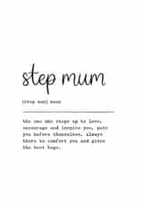 Classic Birthday Card - For Step Mum - Dictionary Definition created by Kalm Lettering