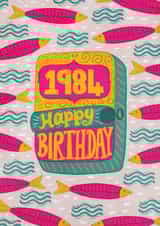 Arty Birthday Card - 1984 - Salmon Tin - Waves created by Harkiran Kalsi