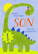 Cute Birthday Card - 1st - Awesome Son - Dinosaur created by Juniper and Rose Studio