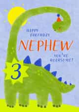 Cute Birthday Card - 3rd - Awesome Nephew - Dinosaur created by Juniper and Rose Studio