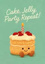 Cute Birthday Card - Jellycat - Cake, Jelly, Party, Repeat! created by Mrs Best Paper Co.