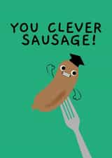 Cute Graduation Card - Clever Sausage - Fork created by Pango Productions