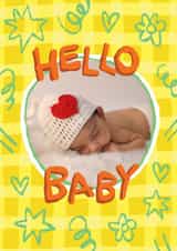 Personalised New Baby Photo Card created by The Playful Indian - Cute New Baby Card - Hello Baby