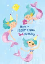 Cute 3rd Birthday Card - For Her - Mermaids created by Holly Fox