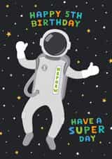 Classic Birthday Card - Nephew - 5th - Astronaut - Space created by Macie Dot Doodles
