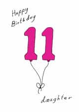 Classic 11th Birthday Card - For Daughter - Balloons created by A Ray of Sunshine Cards