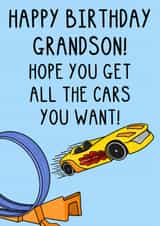 Classic Birthday Card - For Grandson - Hot Wheels created by OhJaye