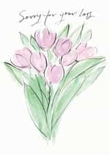 Pretty Sympathy Card - Pink Tulips - Calligraphy created by Gabrielle Solly Illustration