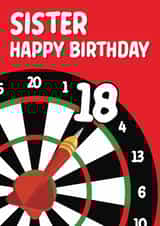 Fun 18th Birthday Card - For Sister - Darts created by Quinton cards