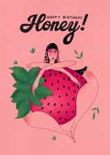 Arty Birthday Card - Honey - Strawberry Girl created by Kasia Cards