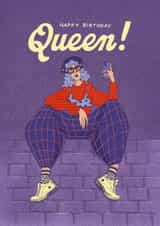 Arty Birthday Card - Cool Queen created by Kasia Cards