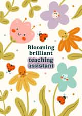 Cute Thank You Card - Best Teaching Assistant - Smiley Flowers created by Abbie Imagine