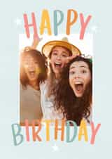 Personalised Birthday Photo Card created by @hollielonglanddesigns - Classic Birthday Card - Colourful Typography