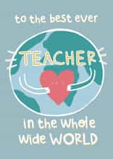 Cute Thank You Card - Best Teacher In The World created by Belly Flops 