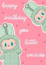 Cute Birthday Card - Labubu - Little Weirdo created by byRosybum