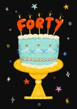 Classic Birthday Card - 40th - Cake created by Kamiya Chirodian