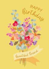 Pretty Birthday Card - Beautiful Friend - Summer Flowers Bouquet created by The Pattern Press