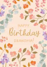 Pretty Birthday Card - For Grandma - Flowers created by The Pattern Press
