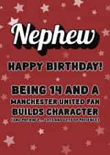 Funny Birthday Card - 14th - For Nephew - Manchester United created by Choo Choo