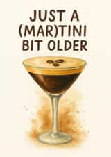 Espresso Martini Birthday Card 'Just A (Mar)tini Bit Older' created by The Orchard Embroidery Co.