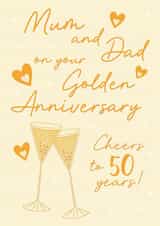 Classic 50th Anniversary Card - For Mum And Dad - Cheers To 50! created by Stuck Shop Gifts