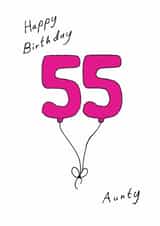 Classic 55th Birthday Card - For Aunty - Balloons created by A Ray of Sunshine Cards