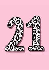 Classic Birthday Card - 21st - Pink- Leopard Print created by Beth Higgins Art