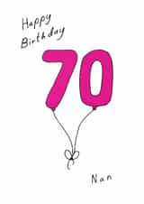 Classic 70th Birthday Card - For Nan - Balloons created by A Ray of Sunshine Cards