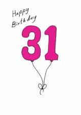 Classic 31st Birthday Card - For Her - Balloons created by A Ray of Sunshine Cards