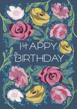 Pretty Birthday Card - Vintage Florals - For Her created by Holly Hudson-Smith