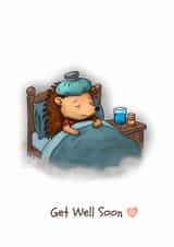 Cute Get Well Soon Card with a poorly Hedgehog, digitally drawn and coloured. created by Fred Forever