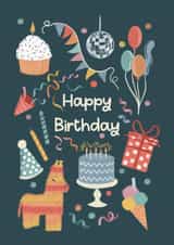 Classic Birthday Card - Piñata - Balloons created by Holly Hudson-Smith