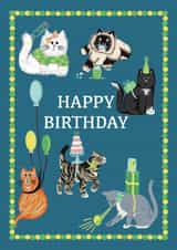 Cute Birthday Card - For A Cat Lover - Cats created by Holly Hudson-Smith