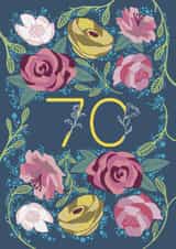 Pretty 70th Birthday/Anniversary Card - Flowers - Floral created by Holly Hudson-Smith
