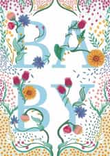 Classic New Baby Card - For Baby Boy - Flowers created by Holly Hudson-Smith