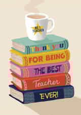 Classic Thank You Card - For Teacher - Books created by Giddy Kipper
