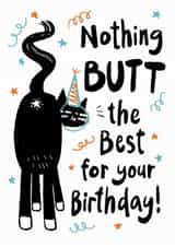 Punny Birthday Card - Nothing Butt - Cat created by StudiOllie