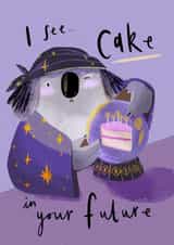 Funny Birthday Card - Psychic Koala - I See Cake In Your Future created by Studio Snow