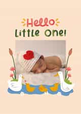 Personalised New Baby Photo Card created by Joanne Hawker - Cute New Baby Card - Hello Little One - Ducklings