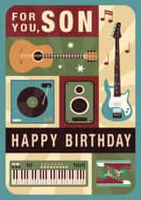 Classic Birthday Card - For Son - Music created by Dalia Clark Design