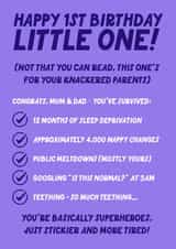 Funny 1st Birthday Card - For Parents - Tired New Parents created by Blush & Blossom